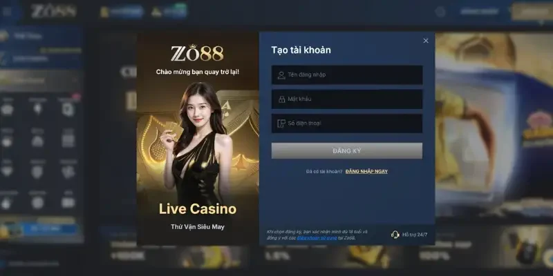 Chỉ dẫn đăng ký Zo88 với 3 bước