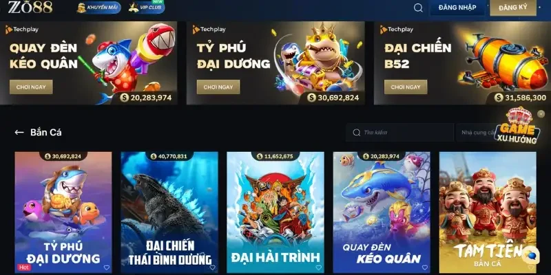 Sảnh game bắn cá đổi thưởng do Zo88 phát hành